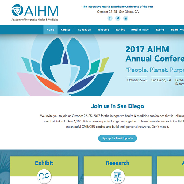 Website design and development, Annual conference website, AIHM